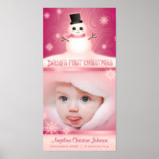"Baby's First Kerstmis" Roze herdenking Poster