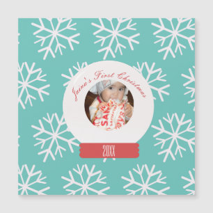 Baby's First Kerstmis Snowglobe Snowflakes Blauwgr