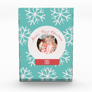 Baby's First Kerstmis Snowglobe Snowflakes Blauwgr Fotoblokken