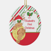 Babys First Kerstornament Reindeer Deer Keramisch Ornament (Rechts)