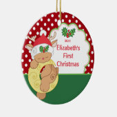 Babys First Kerstornament Reindeer Deer Keramisch Ornament (Rechts)