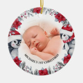 Babys First Kerstpinguin Foto Keramisch Ornament (Voorkant)