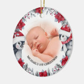 Babys First Kerstpinguin Foto Keramisch Ornament (Links)