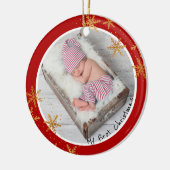 Babys First Kerstroodbruinschilfers Foto Keramisch Ornament (Links)