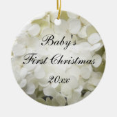 Baby's First KerstWhite Hydrangea Keramisch Ornament (Voorkant)