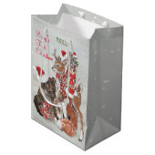 Baby's First KerstWoodland Animals Deer Bunny Medium Cadeauzakje (Voorkant Gekanteld)