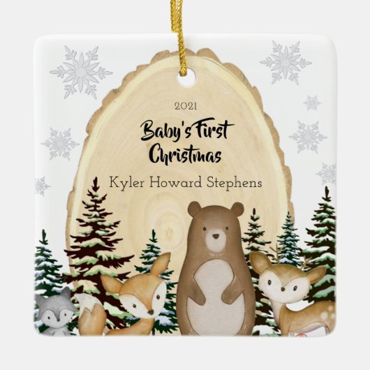 Baby's First KerstWoodland Animals Ornament (Voorkant)