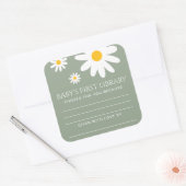 Baby's first Library Baby Shower  Vierkante Sticker (Envelop)