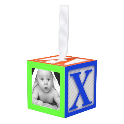 Babys First Photo Cube Ornament (Voorkant hoekig)