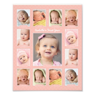 Babys First Year Blush Keepomwille Photo Collage Foto Afdruk