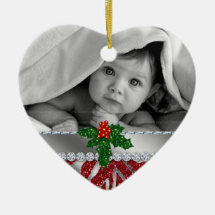 Babys First Zebra Red Silver Ornament