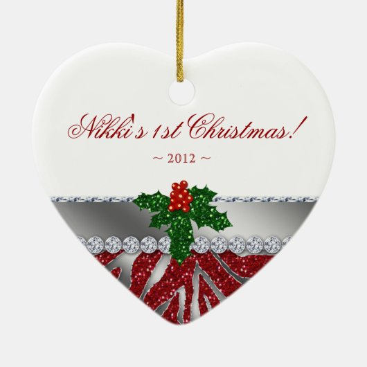 Babys First Zebra Red Silver Ornament (Achterkant)