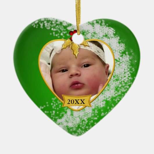 Baby's Foto Keepasjeskerstversiering Keramisch Ornament (Voorkant)