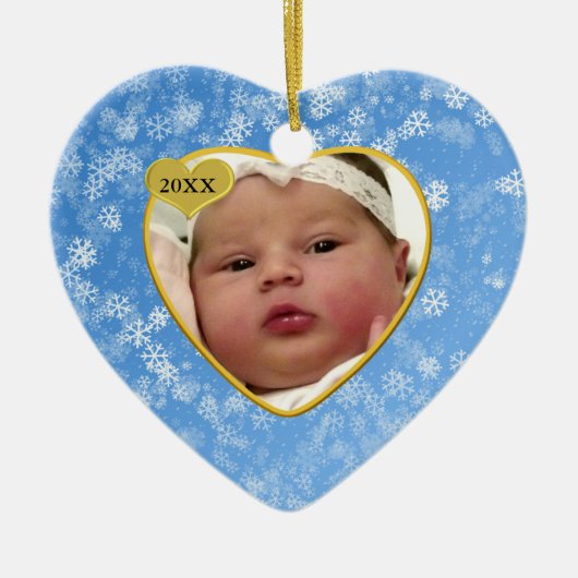Baby's Foto Keepasjeskerstversiering Keramisch Ornament (Voorkant)