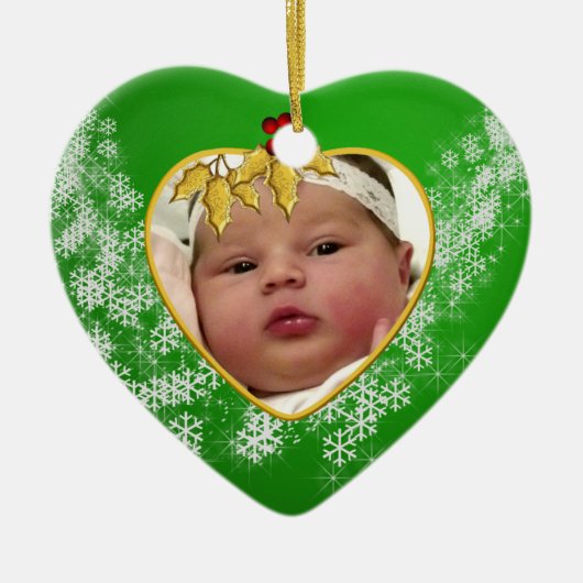 Baby's Foto Keepasjeskerstversiering Keramisch Ornament (Voorkant)