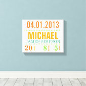 Baby's Geboorte Datum Details Canvas - Circus (Insitu (Houten vloer))