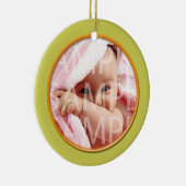 Baby's geboorterecord kerstversiering. limoen keramisch ornament (Rechts)