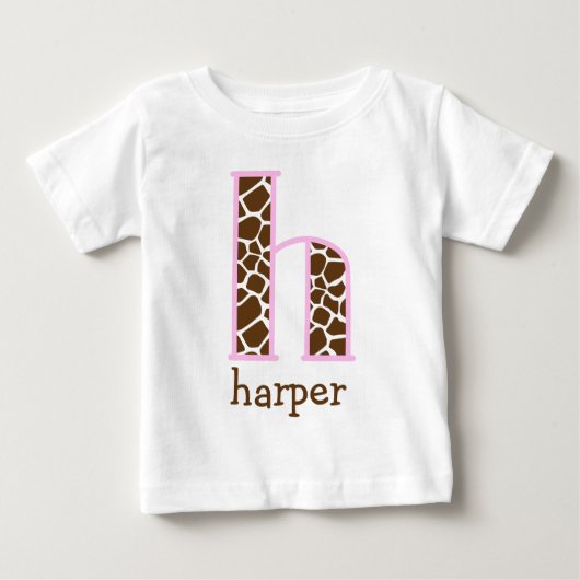 Baby's Giraffe Monogram Tutu Bodysuit initiaal h (Voorkant)