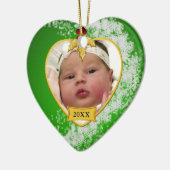 Baby's Green Snowy Foto Keepomwille Kerstmis Keramisch Ornament (Links)