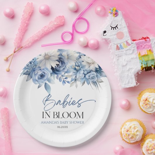 Baby's in bloei bloementweeling multiples Baby sho Papieren Bordje (Feest)