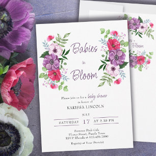 Baby's in Bloei Paarse Roze Bloemen Baby Shower Kaart