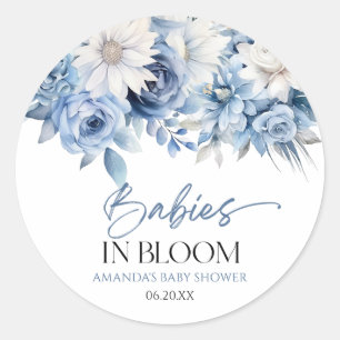 Baby's in bloesem blauw bloemenmultiples Baby show Ronde Sticker