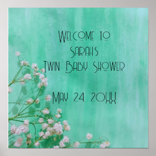Baby's in Bloom Spring Twins Baby shower Poster