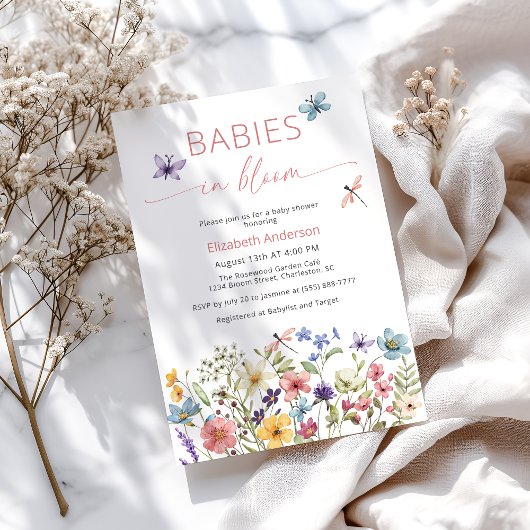 Baby's in Bloom Wildflower Twin Douche Uitnodiging