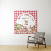 Baby's Kers Eerste Rood Gingham Verjaardag  Wandkleed (In situ)