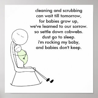 Baby's niet houden, papa, groen poster