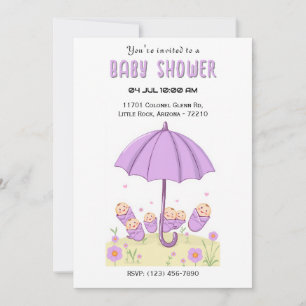 Baby's onder de paraplu - Charmant Baby shower Kaart