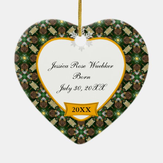 Baby's Photo Keepomwille Kerstboom Pinecone Keramisch Ornament (Achterkant)