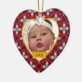 Baby's Photo Keepomwille Red Kerstpatroon Keramisch Ornament (Links)
