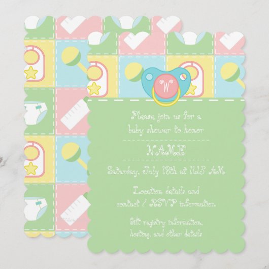 Baby's Quilt Baby shower Invitation Kaart (Voorkant / Achterkant)