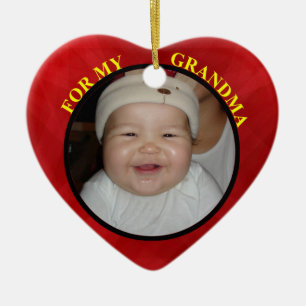 Baby's Red Heart Foto Gift Label voor grootmoeder Keramisch Ornament