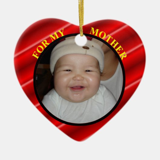 Baby's Red Photo Gift Label & Ornament for Ma (Voorkant)