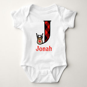 Baby's Reindeer Kerstbal Bodysuit monogram j