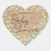 Baby's Waterverf Flowers Rustic Boho Chic Hart Sticker (Voorkant)