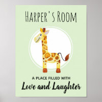 Baby's Waterverf Giraffe Oerwoud Nursery Art