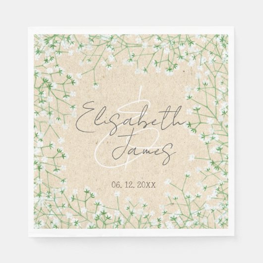 Baby's Waterverf Rustic Boho Chic Wedding Servet (Voorkant)