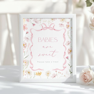 Baby's zijn lief Roze Strik Wilde Bloem Baby showe Poster