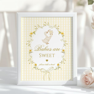 Baby's zijn lief Silly Goose geel gingham Poster