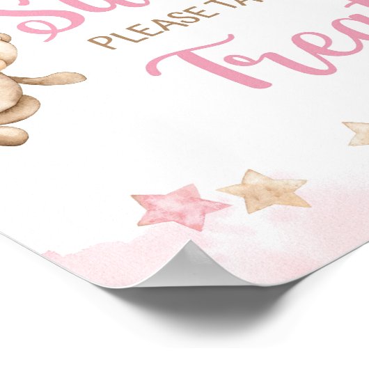 Baby's zijn Sweet Treat Sign Pink Teddy Bear Theme Poster (Hoek)