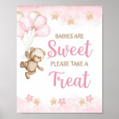 Baby's zijn Sweet Treat Sign Pink Teddy Bear Theme Poster (Voorkant)