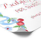 Baby's zijn zoet Cherry Blue Bow Baby shower Poster (Hoek)