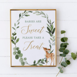 Baby's zijn zoet Herten groen goud baby shower Poster