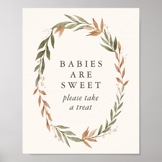 Baby's zijn zoete elegante Herfst met Baby shower Poster (Voorkant)