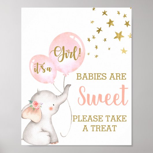 Baby's zijn zoete roze olifant. poster (Voorkant)
