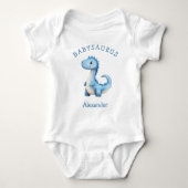 Babysaurus Blue Dinosaur Personalized Boys Romper (Voorkant)
