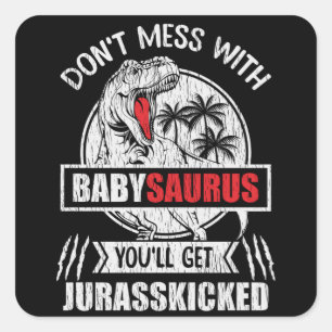 BabySaurus Grappige Dinosaur Baby Familie Kinderen Vierkante Sticker